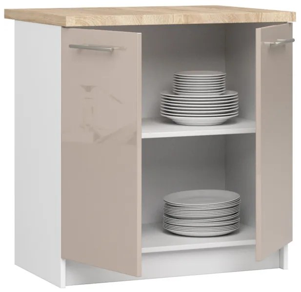 Spodná kuchynská skrinka s doskou OLIWIA S80 biela / cappuccino, lesk