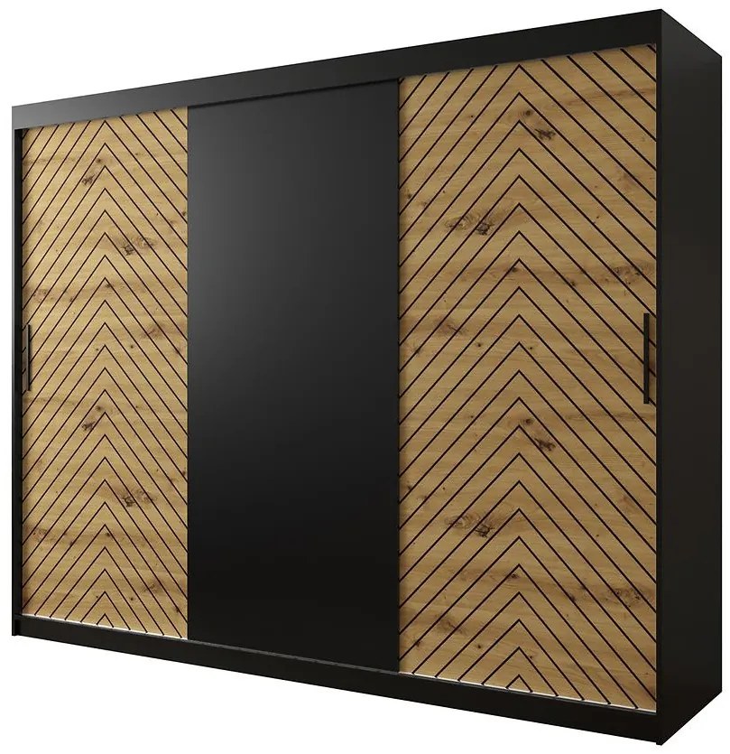 Skriňa Jodełka 250 čierna/dub Artisan/čierna