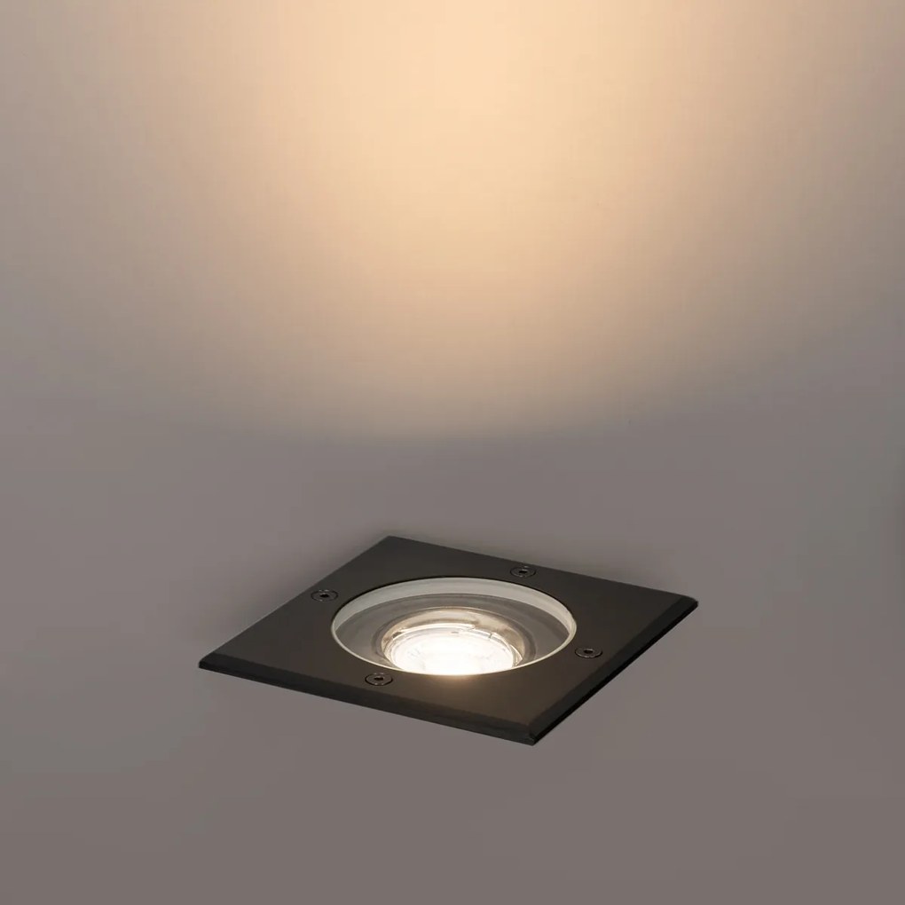 Sada 4 vonkajších zemných bodových svetiel čierna štvorcové nastaviteľné IP65 - Delux