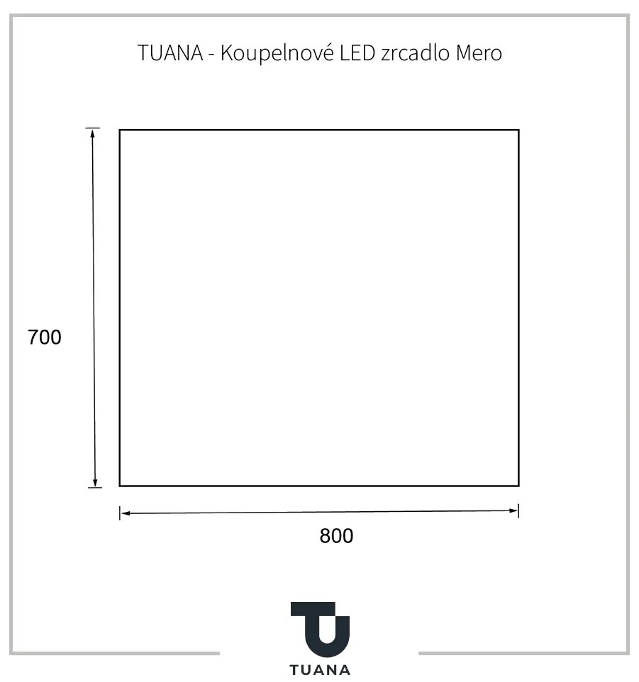 Tuana Mero, LED kúpeľňové zrkadlo 80x70 cm, CER-TU-475943