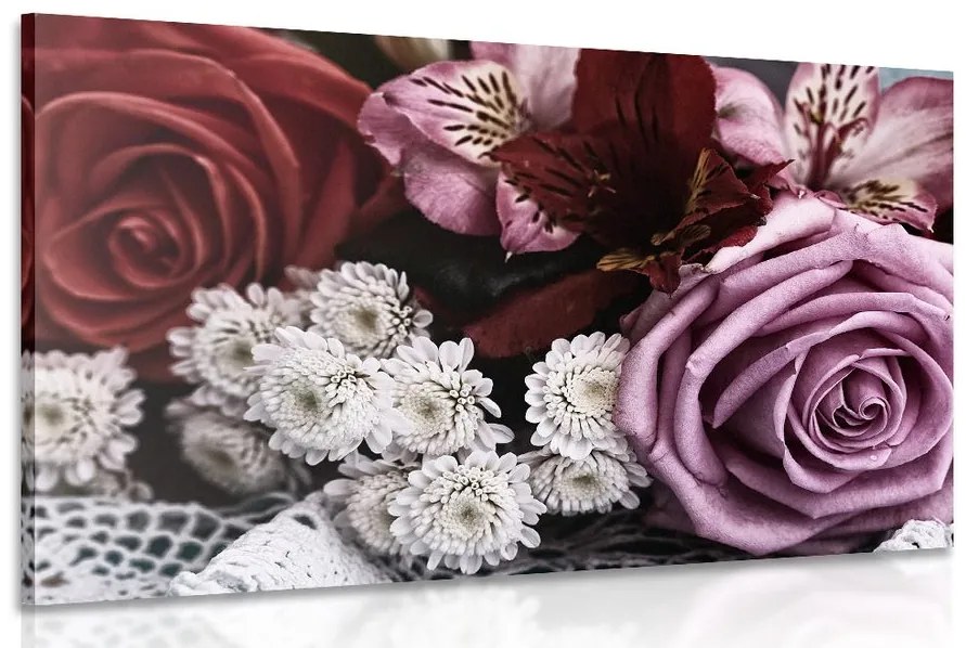 Obraz retro kytica ruží