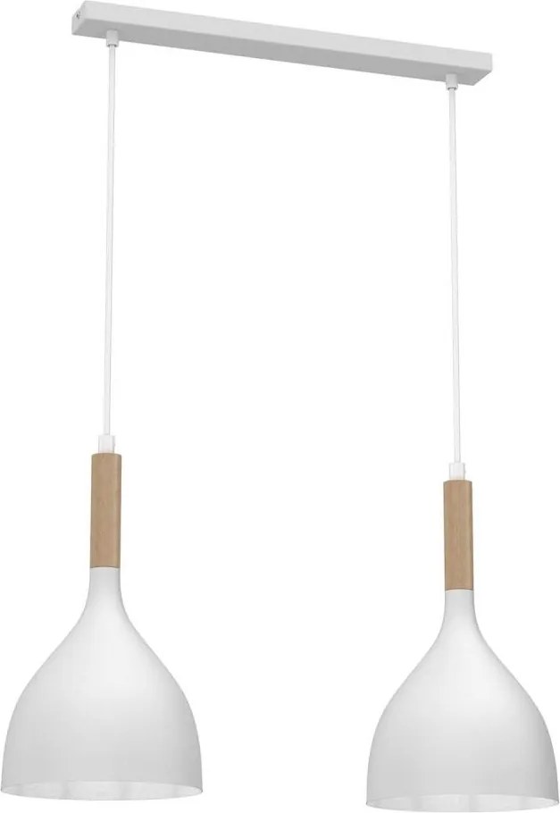Luster na lanku NOAK WOOD 2xE27/15W/230V biela/buk
