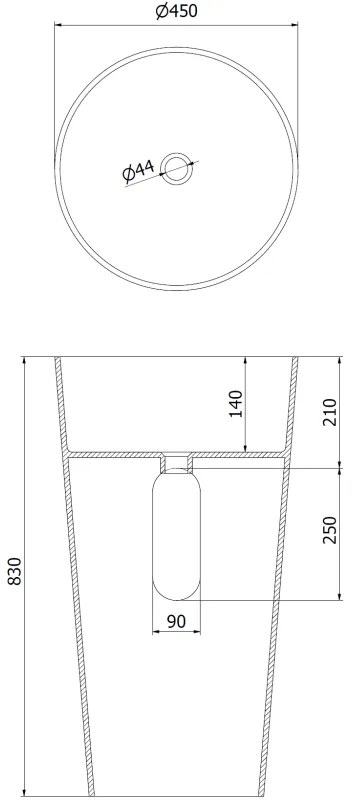 Mexen Onyx-01, voľnestojace umývadlo z konglomerátu 45x45x83 cm, biela matná, 26524500