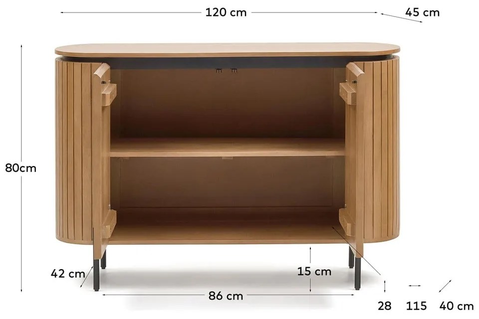 Nízka komoda z mangového dreva v prírodnej farbe 120x80 cm Licia – Kave Home