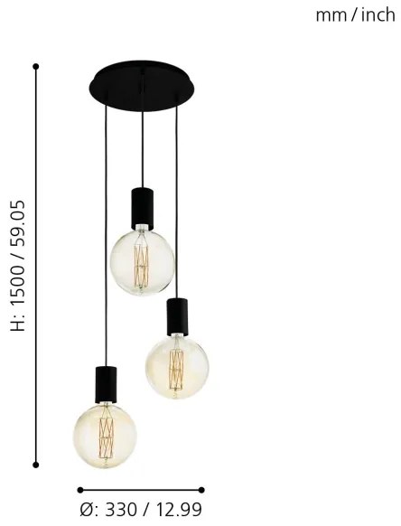 Eglo 98663 - Luster na lanku POZUETA 3xE27/40W/230V