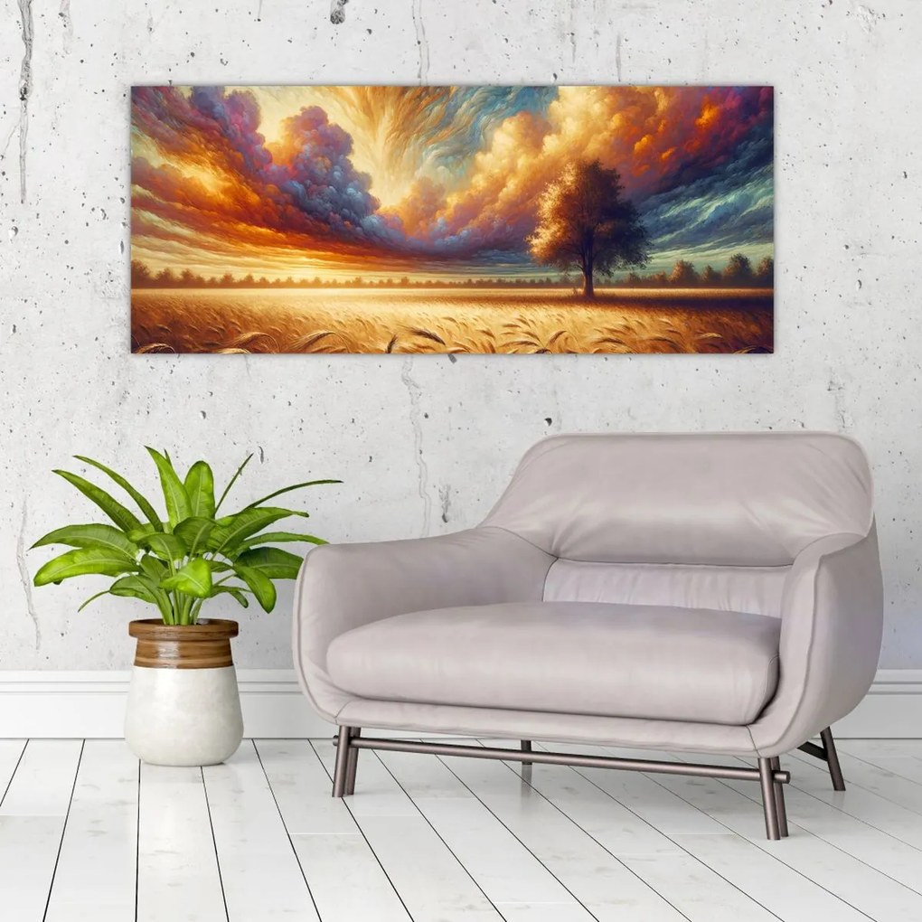 Obraz – Strom na poli (120x50 cm)