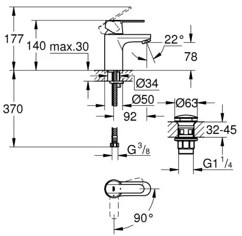 GROHE 23586LS0 - Umývadlová batéria GET veľkosť S biela