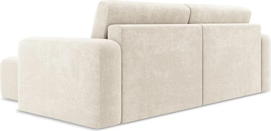 Krémovobiela ženilková rozkladacia/s úložným priestorom rohová pohovka (pravý roh/s leňoškou) Kona – Makamii