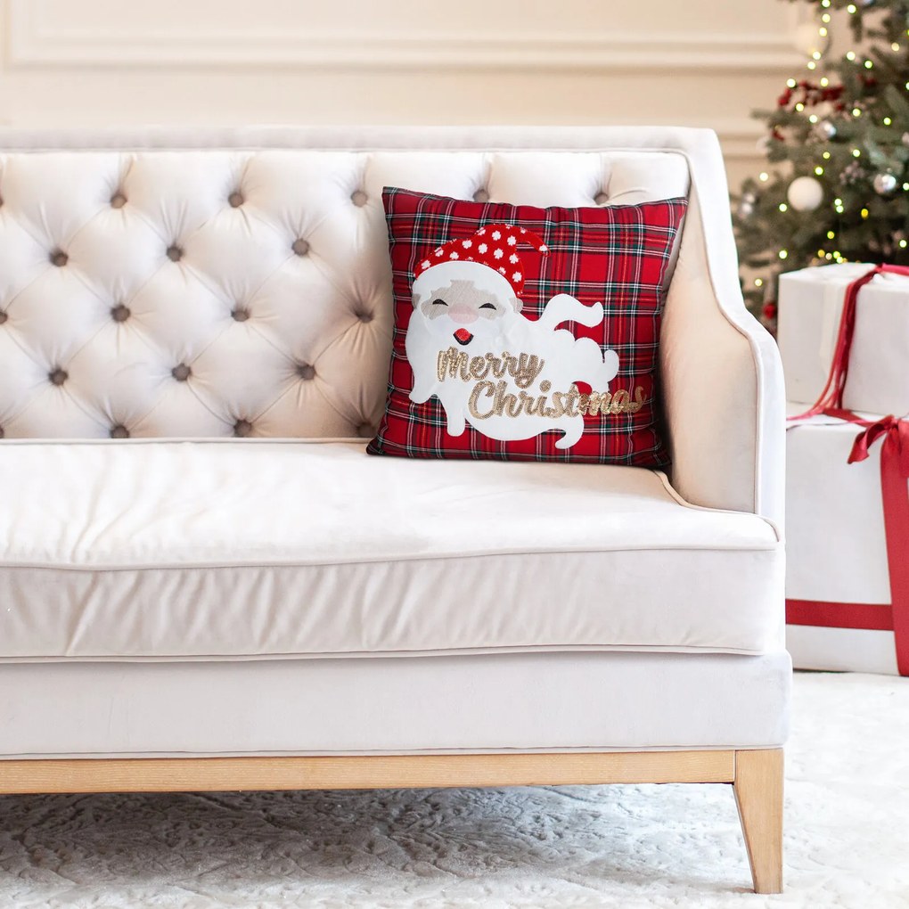 VIANOČNÁ DEKORAČNÁ OBLIEČKA NA VANKÚŠ MERRY2 45X45 CM VZOROVANÁ