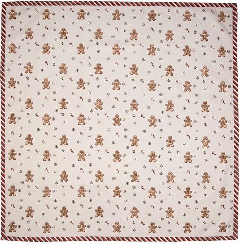 Béžový bavlnený obrus s perníčkami Gingerbread Magic - 100*100 cm