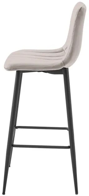 Set štyroch barových stoličiek POZZA zamatové tmavobéžové (čierne nohy) 4 ks