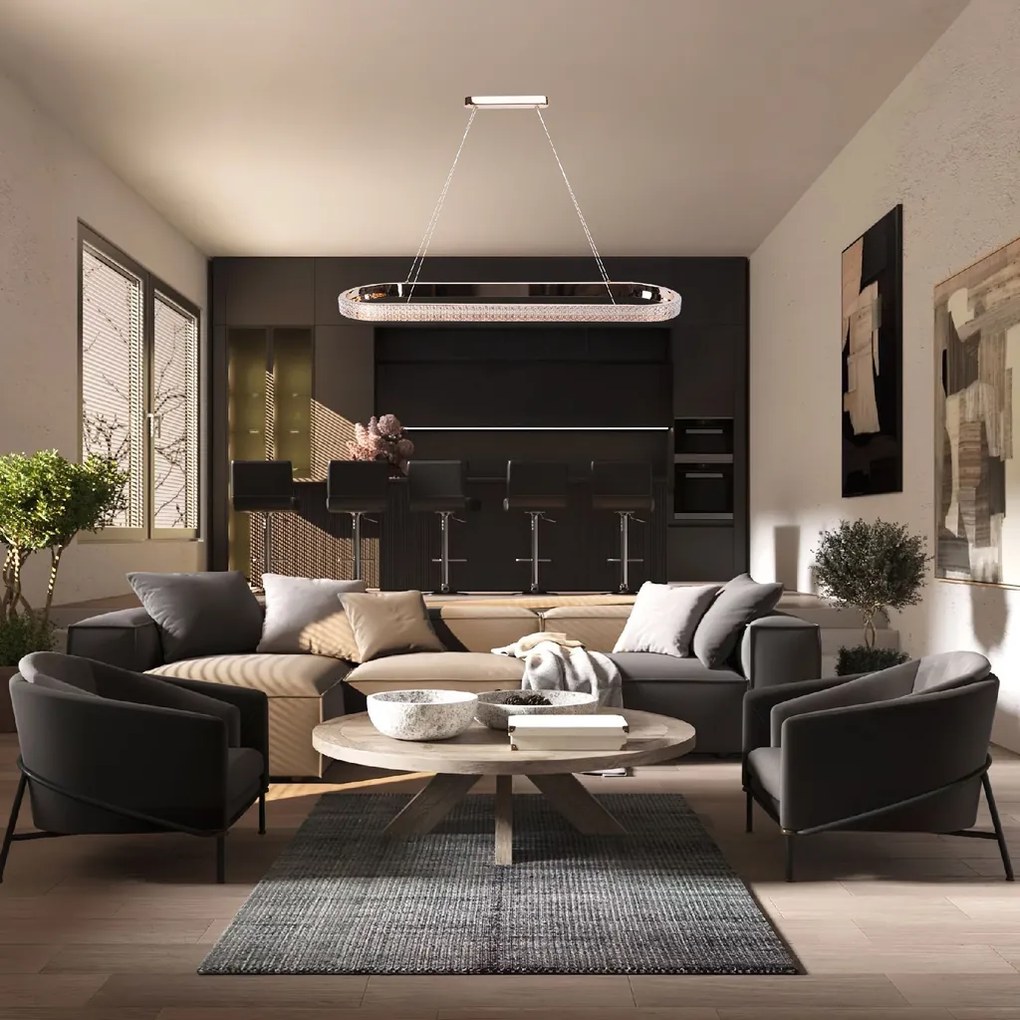 Toolight Toolight, LED závesné svietidlo 90cm APP1751-CP, zlatá lesklá, OSW-06065