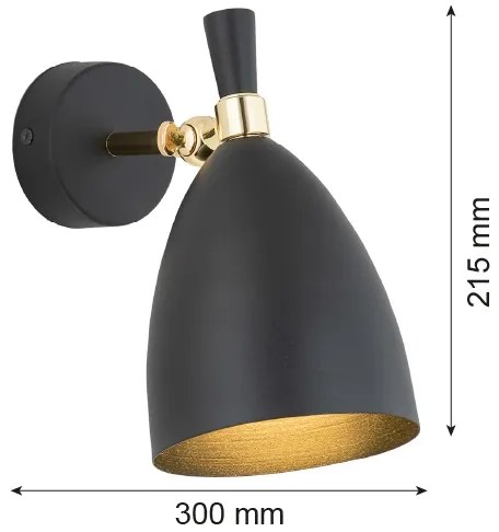 Argon 4701 - Nástenné svietidlo CHARLOTTE 1xE27/15W/230V čierna/zlatá