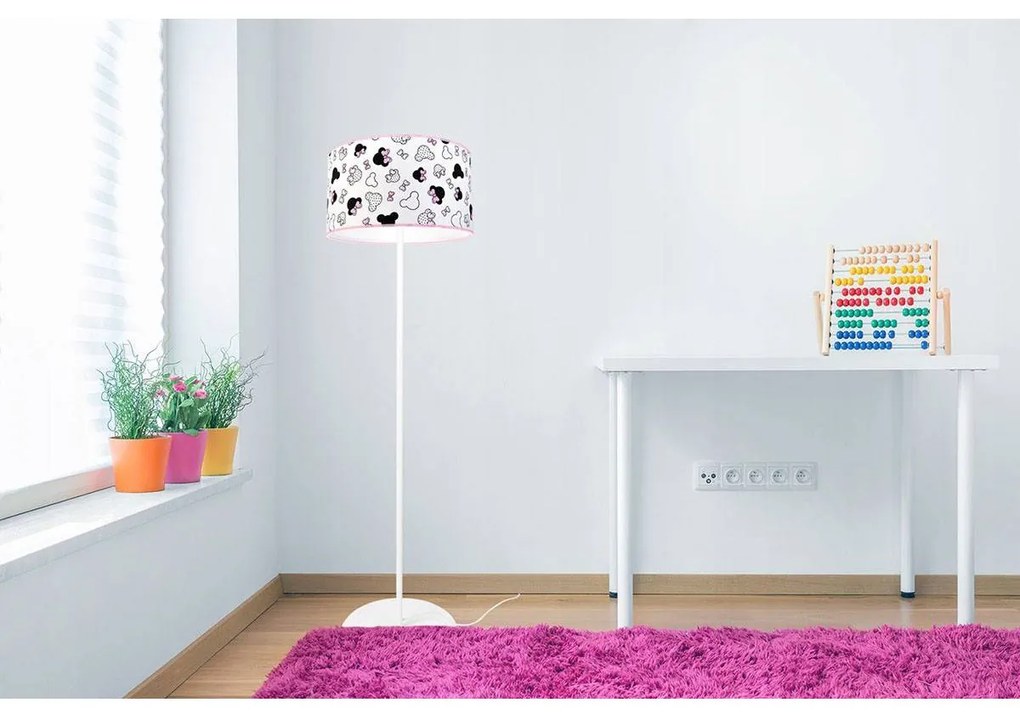 Detská Stojacia lampa Minnie, 1x textilné tienidlo so vzorom, o