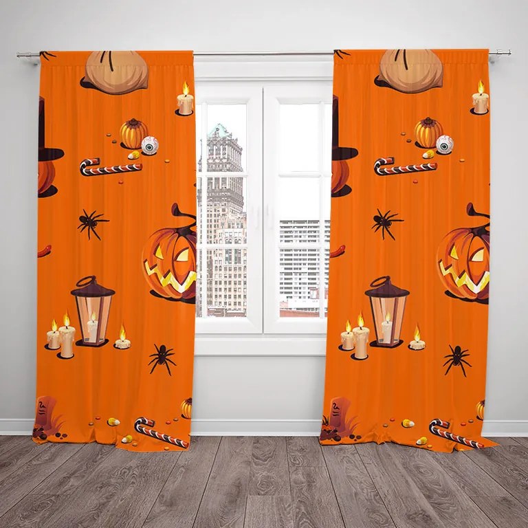 Závesy Halloween vzor 1 (Rozmer: 140x250, Materiál závěs: Interlock)