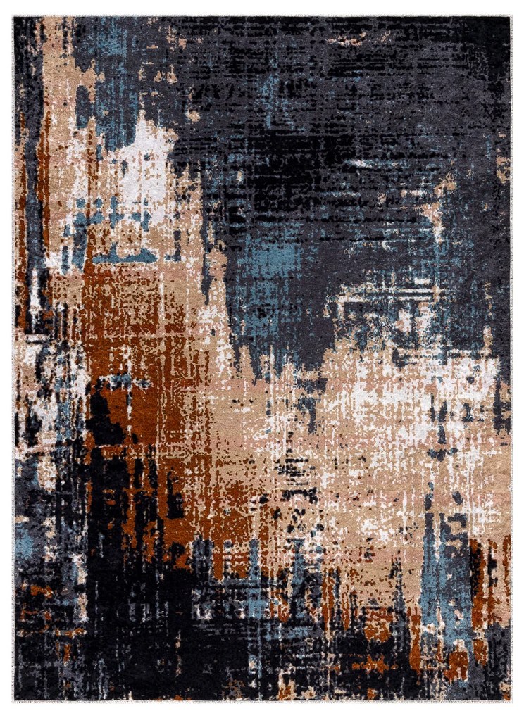 Koberec MIRO 51454.802 Abstrakt, protišmykový, prateľný, béžovo - červený