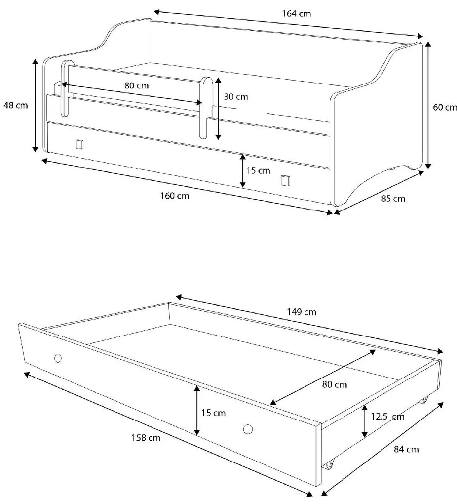 Rozkladacia detská posteľ 160x80 cm. Akcia -21%. Vlastná spoľahlivá doprava až k Vám domov. 1052309