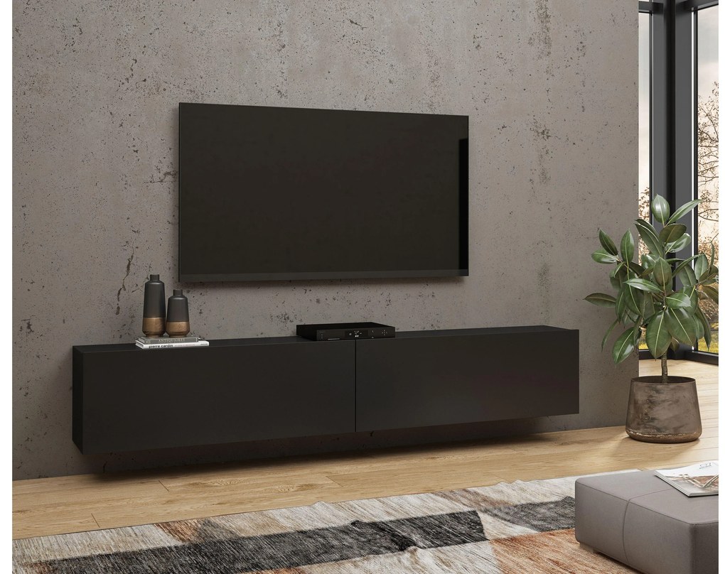 Tv stolík/skrinka Avernic Typ 40 (onyx čierna + dub wotan). Akcia -19%. Vlastná spoľahlivá doprava až k Vám domov. 1042067