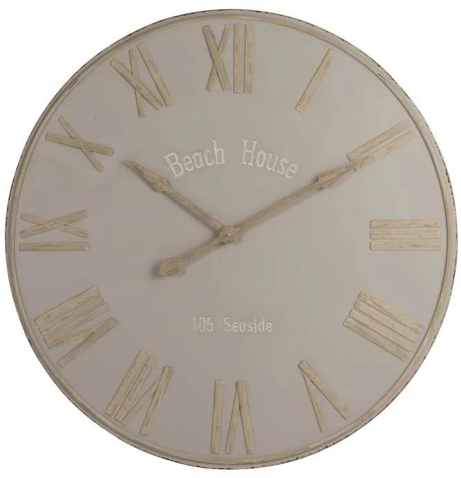 Béžové nástenné kovové hodiny Beach House - Ø92cm