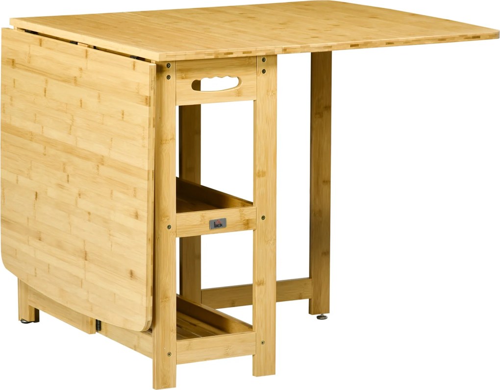 HOMCOM Skladací jedálenský stôl – rozkladací stôl pre 6 osôb s policami, jedálenský stôl do malých priestorov, kuchyňa, jedáleň 149,5 x 80 x 73,5 cm P