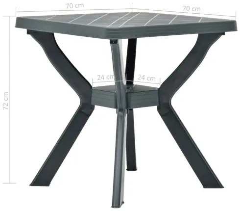 vidaXL Bistro stolík, zelený 70x70x72 cm, plast-