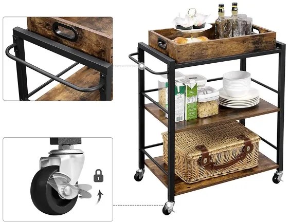 Servírovací stolík MARGE hnedá/čierna