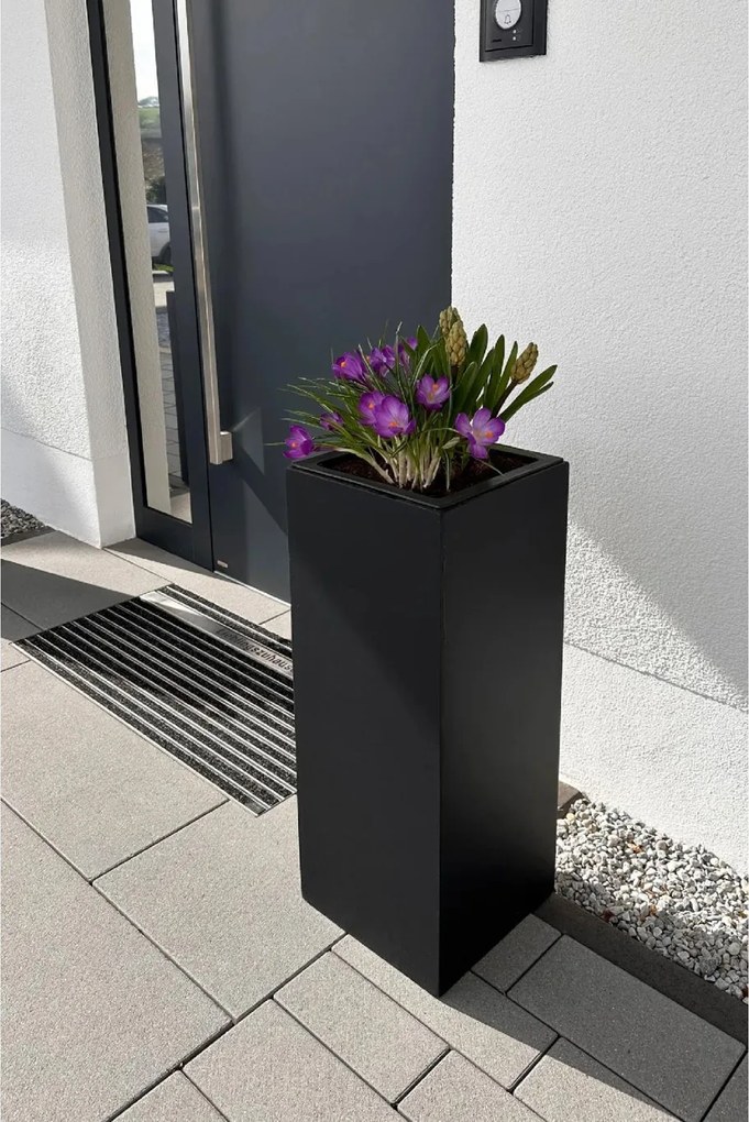 Kvetináč BLOCK, sklolaminát, výška 75 cm, antracit