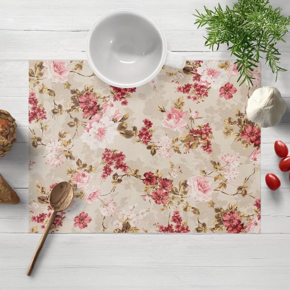Biante Dekoračné prestieranie na stôl Leona LN-167 Plané ruže na béžovom 35x45 cm