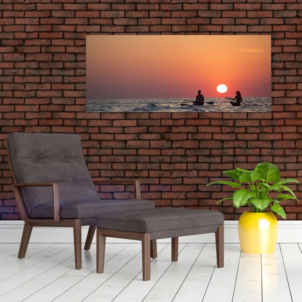 Obraz kanoistov pri západe slnka (120x50 cm)