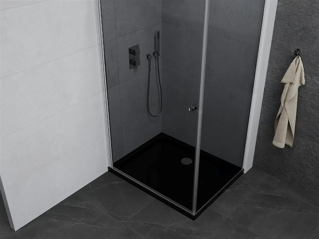 Mexen Pretoria, sprchovací kút 80 (dvere) x 90 (stena) cm, 6mm šedé sklo, chrómový profil + čierna sprchová vanička, 852-080-090-01-40-4070