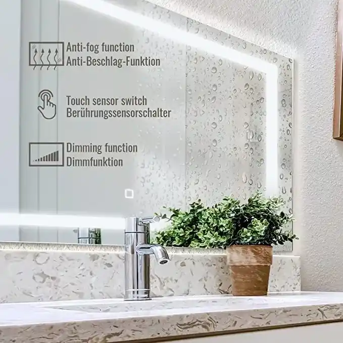 AQUAMARIN kúpeľňové zrkadlo s LED osvetlením, 90 x 60 cm | BIANO