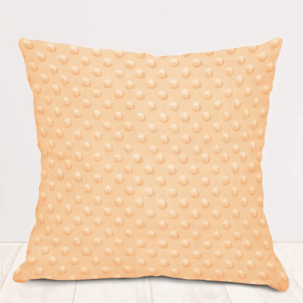 Biante Detská obliečka na vankúš Minky 3D bodky MKP-006 Svetlo marhuľová 50 x 70 cm