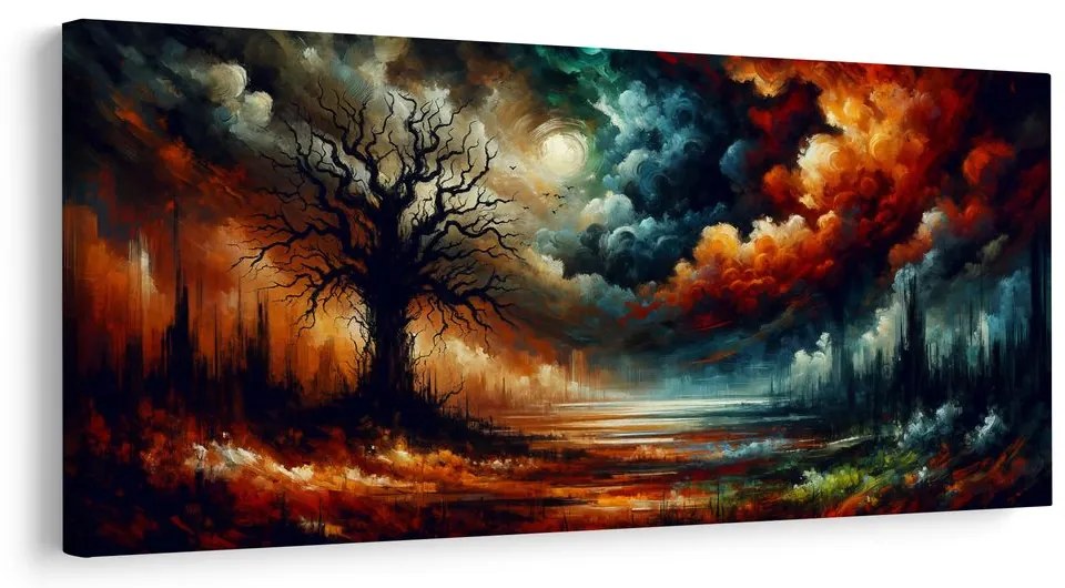 Obraz krajina s farebným stromom života