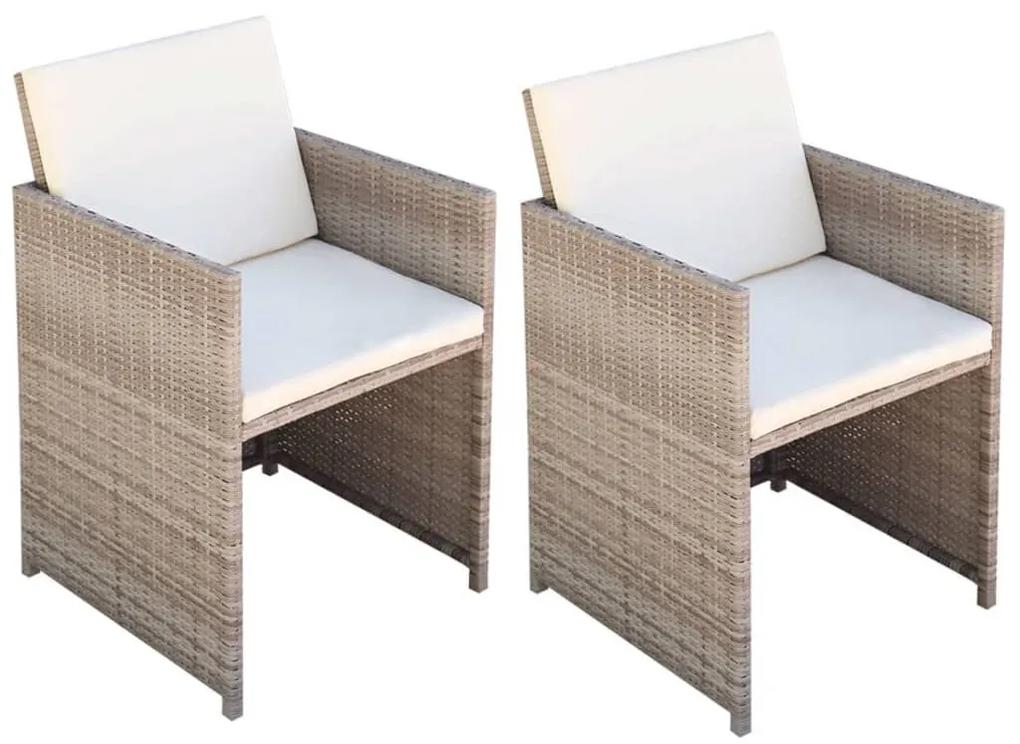 vidaXL Záhradné stoličky 2 ks, podložky a vankúše, polyratan, béžové