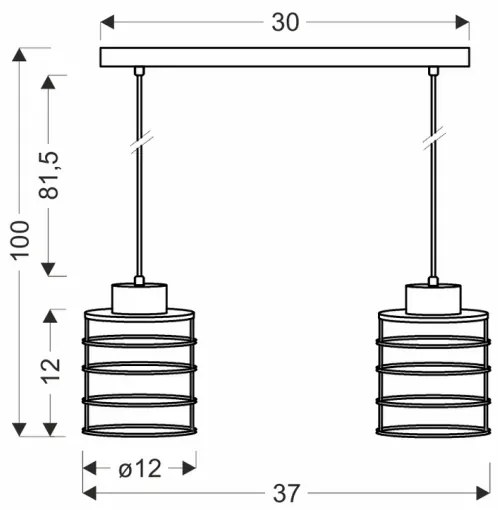 Luster na lanku GLOB 2xE27/40W/230V čierna