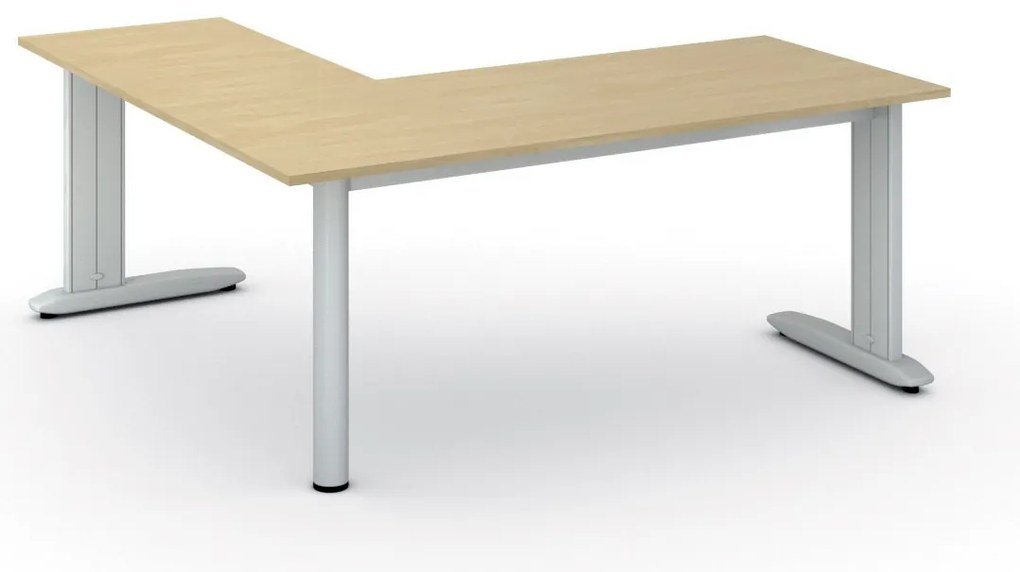Rohový kancelársky písací stôl PRIMO FLEXIBLE, 180x180 cm, breza