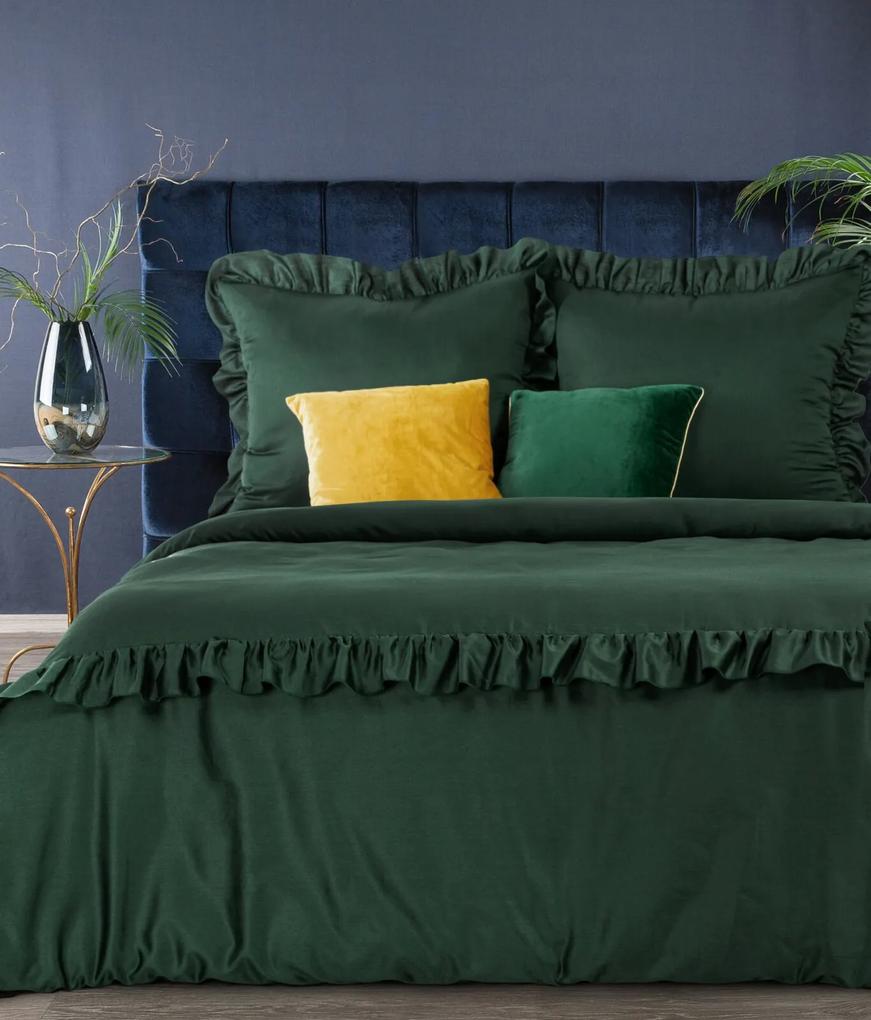 Posteľné obliečky saténové REINA 160 x 200cm , 2ks 70 x 80 cm zelená