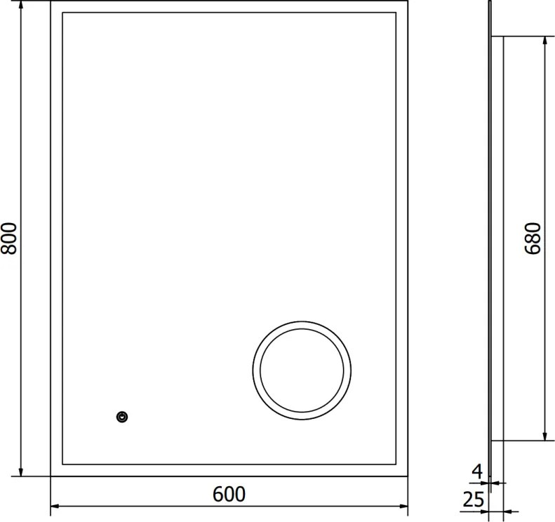 Mexen Kala, LED kúpeľňové zrkadlo s podsvietením a kozmetickým zrkadlom 60 x 80 cm, 6000K, ochrana proti zahmlievaniu, 9820-060-080-611-00