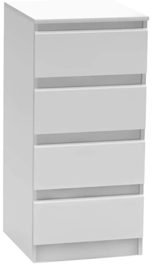 4 šuplíková komoda, biela, HANY NEW 009