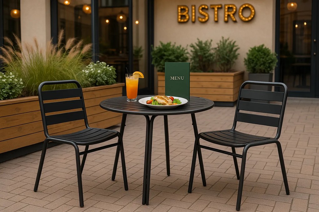 Kovová bistro stolička RENO, na vonkajšie použitie, grafit
