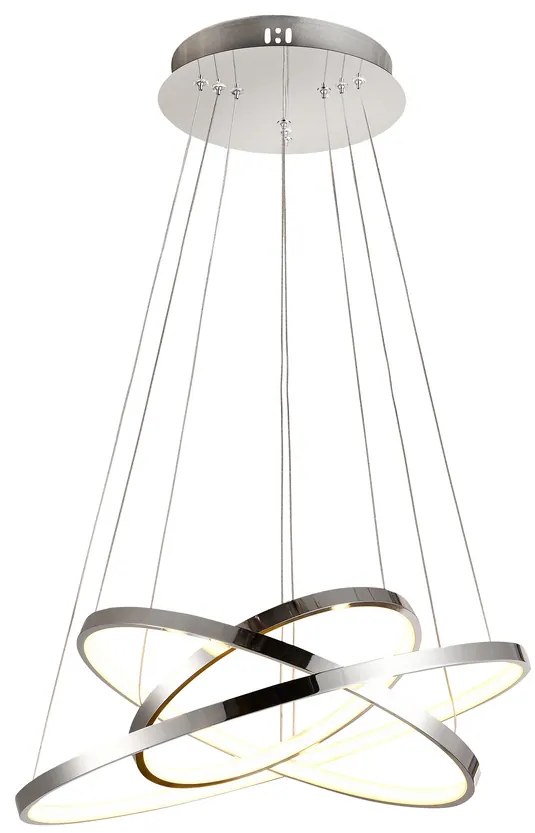 Candellux Chrómové závesné LED svietidlo Lune okrúhly 50cm 60W 33-64738