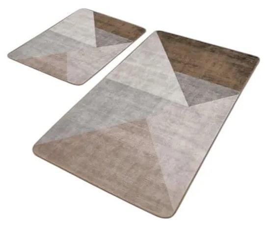 Sivo-hnedé zamatové kúpeľňové predložky v súprave 2 ks 60x100 cm – Mila Home