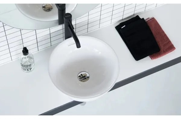 Bathco 4131 - Umývadlo na dosku BARI Ø 37 cm, porcelán/biela