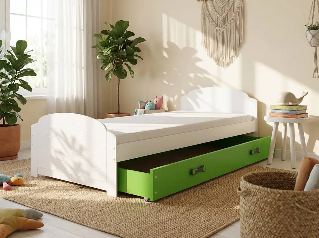 Posteľ LILI 200x90cm biela - zelená