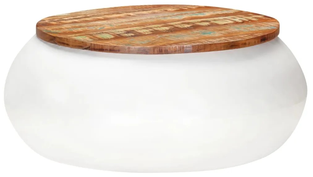 vidaXL Konferenčný stolík biely 68x68x30 cm masívne recyklované drevo