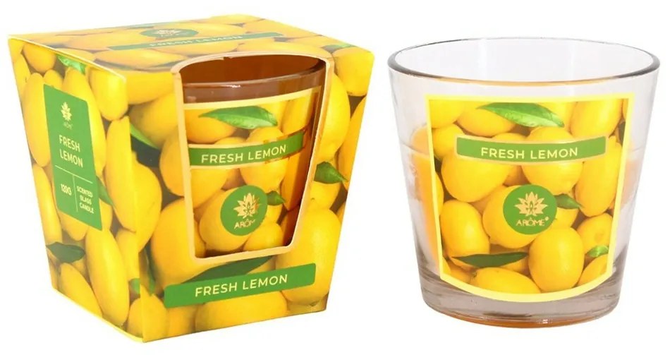 Arome Vonná sviečka v skle Fresh Lemon, 120 g
