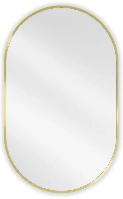 Mexen Loft, oválne kúpeľňové zrkadlo 90 x 55 cm, farba rámu zlatá lesklá, 9851-090-055-000-50
