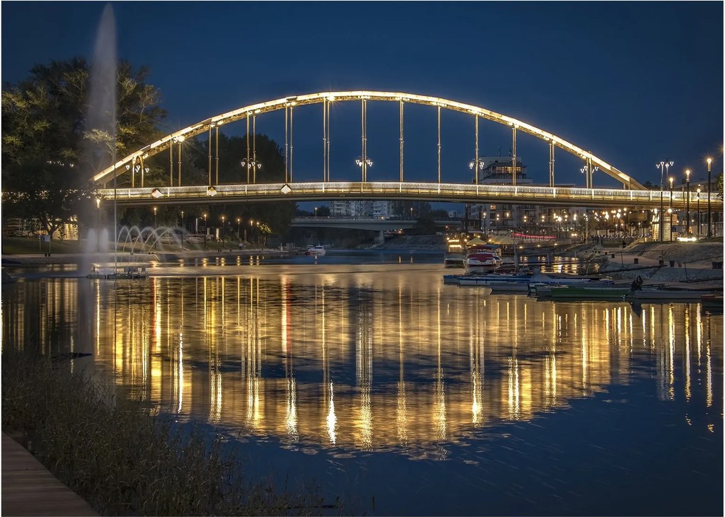 Obraz mosta s fontánou (70x50 cm)