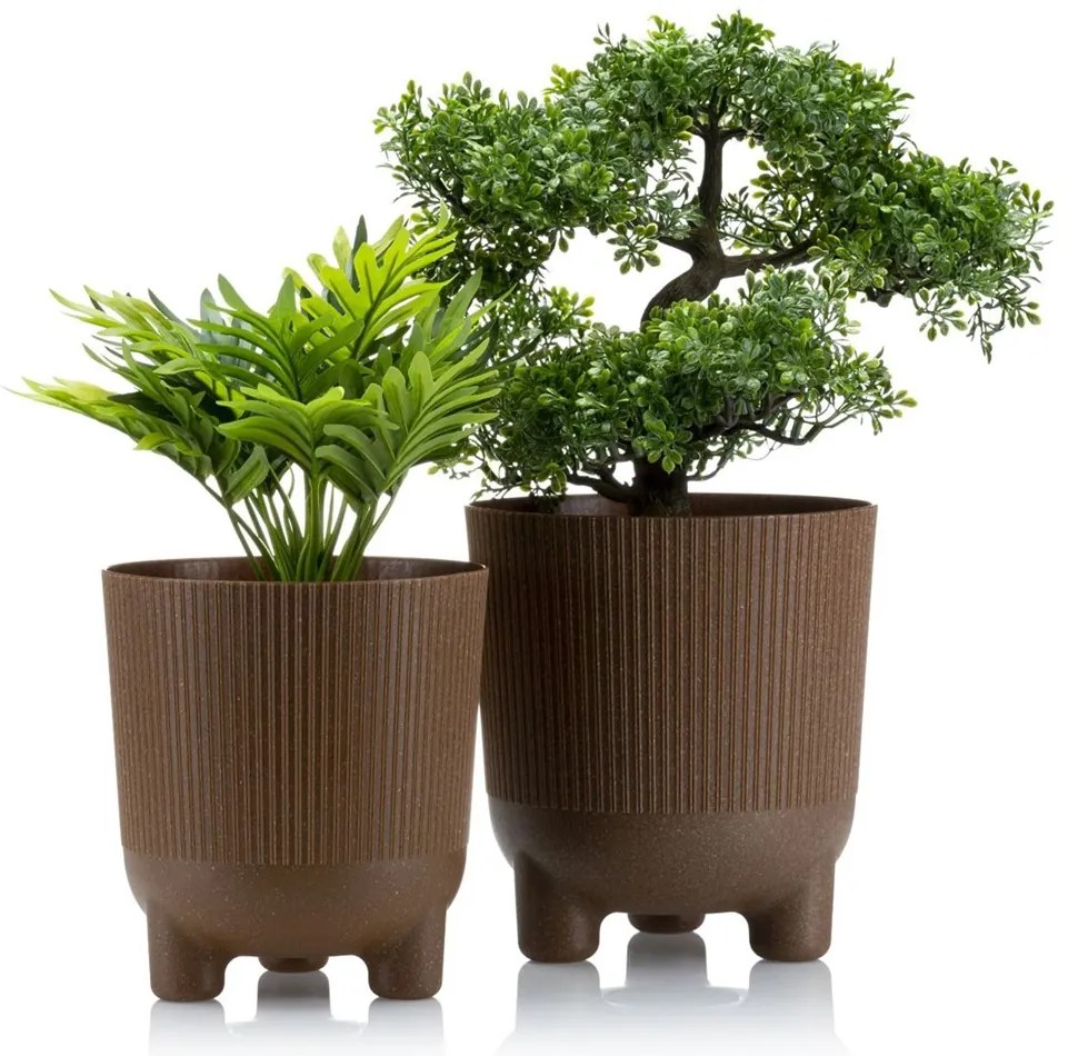 PLASTOVÝ KVETINÁČ HARMONY ECO 18X16 CM HNEDÁ