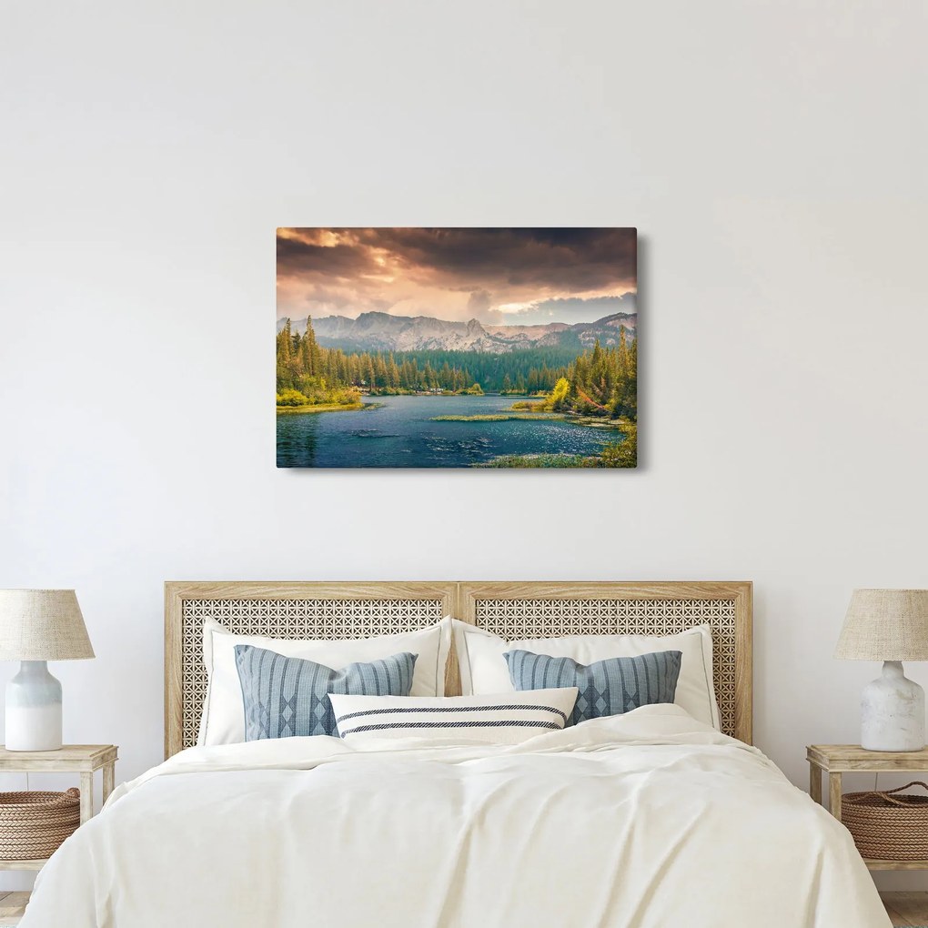 Obraz horskej rieky a hôr (90x60 cm)